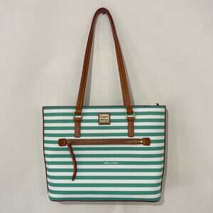 Dooney & Bourke Sena Shopper Seafoam Stripe Shoulder Bag Tote Purse Handbag